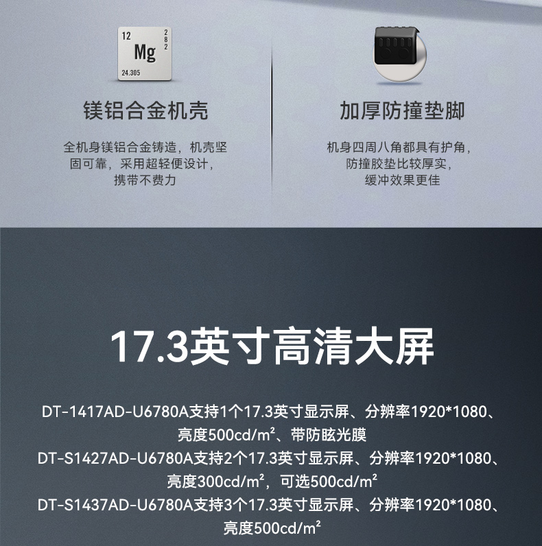 國產(chǎn)兆芯cpu三屏便攜浙江工控機(jī),17.3英寸加固便攜計(jì)算機(jī),DT-S1437AD-U6780A.jpg