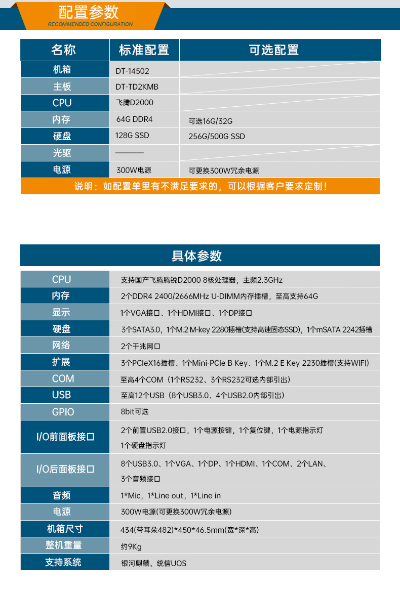 國產(chǎn)飛騰騰銳D2000 CPU,1U寧波上架式寧波工控機(jī),DT-14502-TD2KMB.jpg